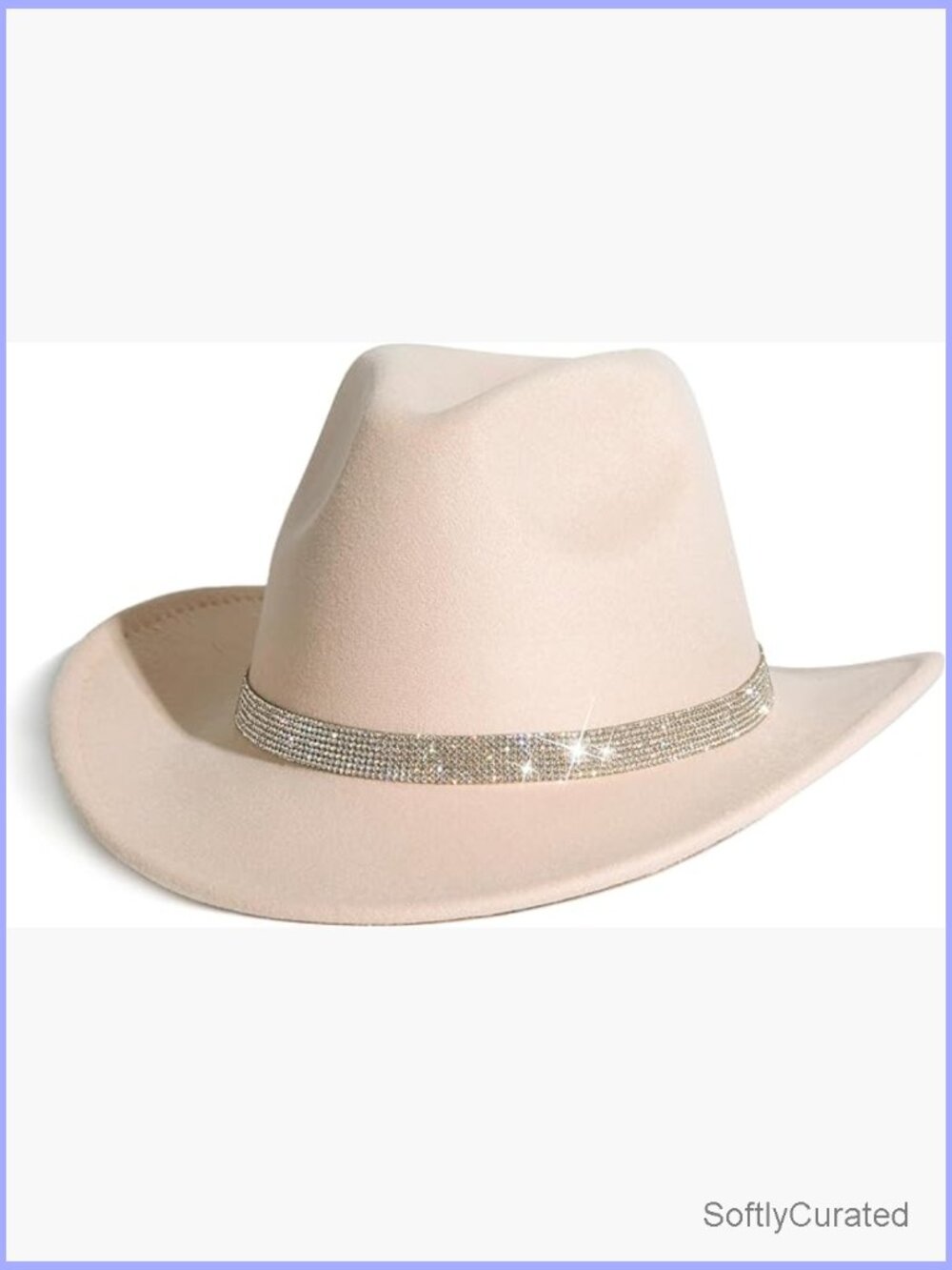 Bling Diamond Buckle Belt Cowboy Fedora Hat Unisex Western